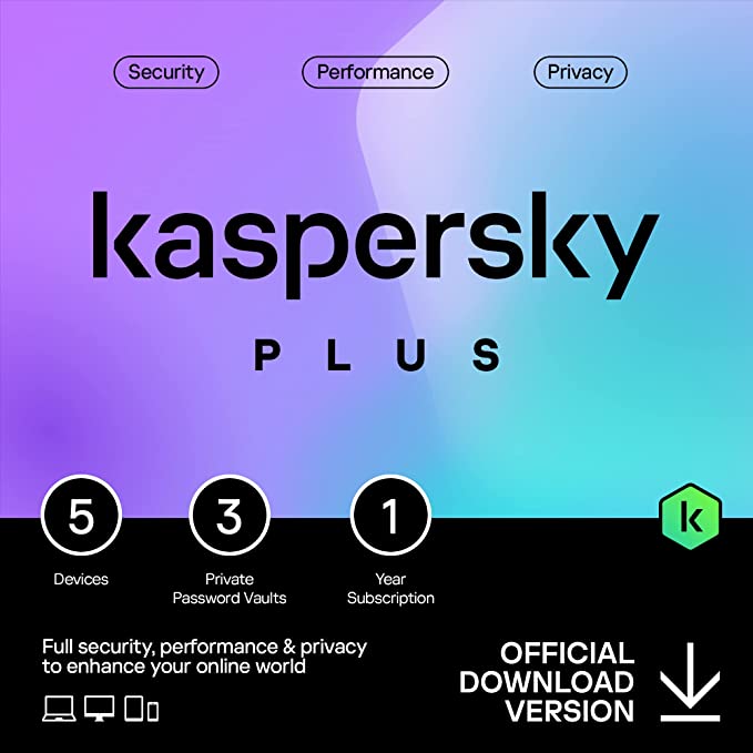 Kaspersky Plus 2023 | Voor 1 jaar | 5 Apparaten | Windows, Mac, iOS, Android
